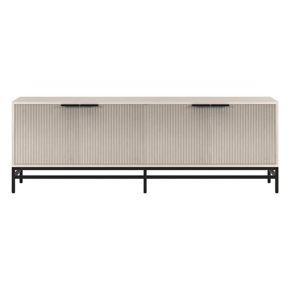 Alder White 70" Modern TV Stand with Fluted Cabinet Doors