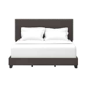 Gayle Nail Head Trim Upholstered Queen Bed, Charcoal