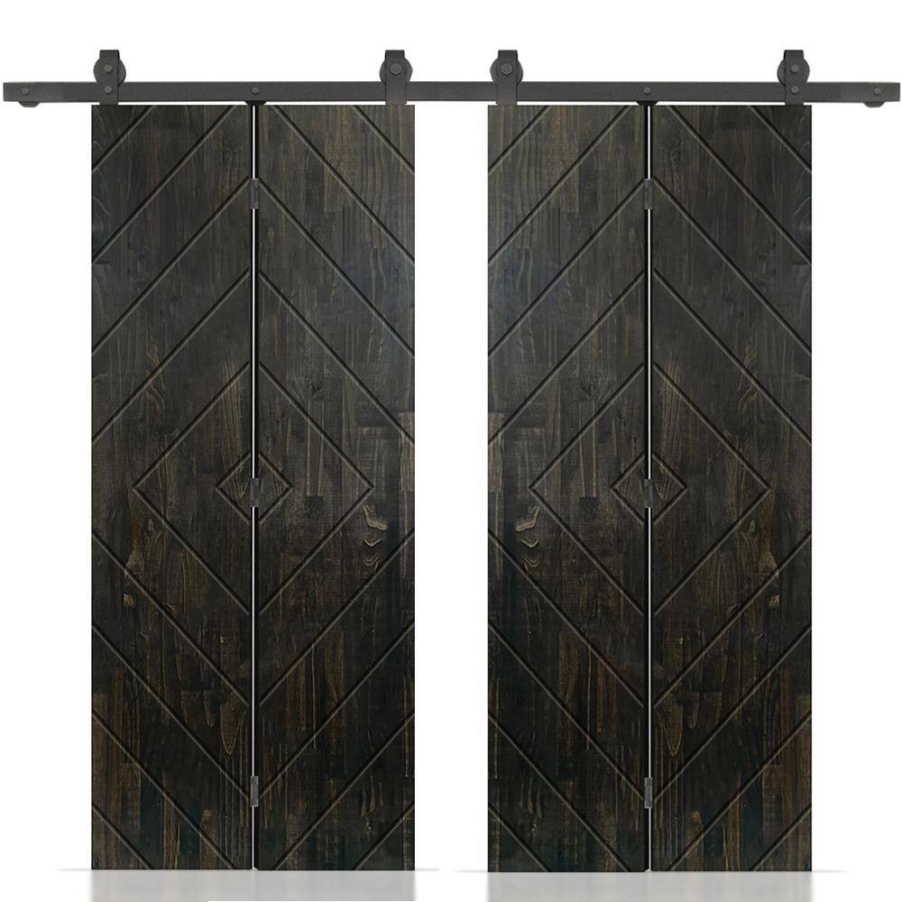 Diamond 40 in. x 84 in. Charcoal Black Stained Hollow Core Pine Wood Double Bi-Fold Door with Sliding Hardware Kit price history on PriceWatchPro