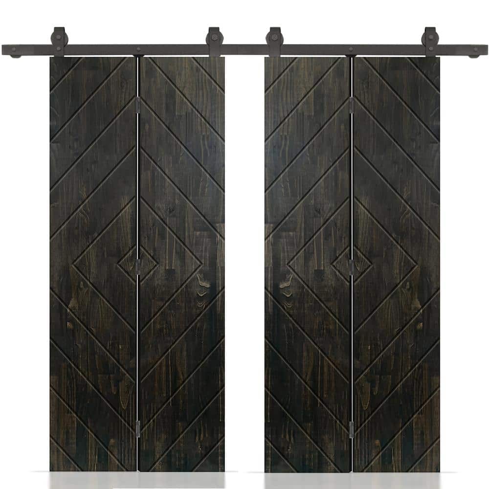 Diamond 68 in. x 84 in. Charcoal Black Stained Hollow Core Pine Wood Double Bi-Fold Door with Sliding Hardware Kit price history on PriceWatchPro