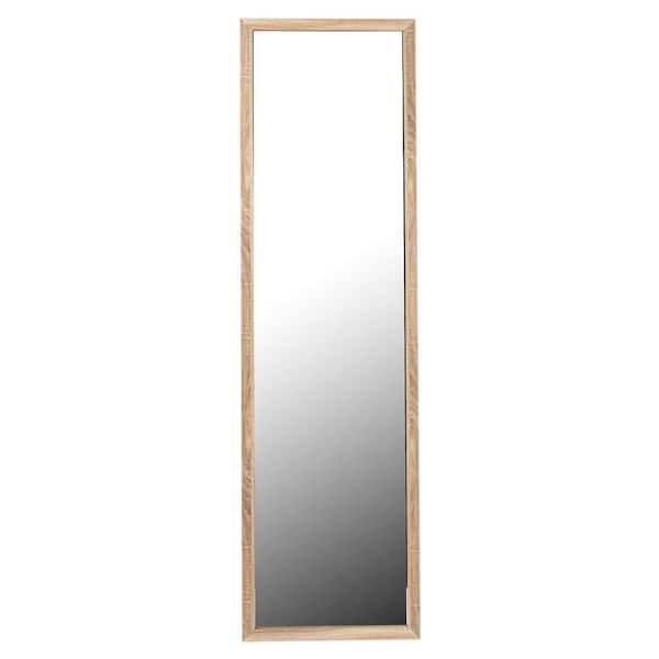 TRUU DESIGN 12 in. W x 48 in. H Light Wood Over-The-Door Mirror