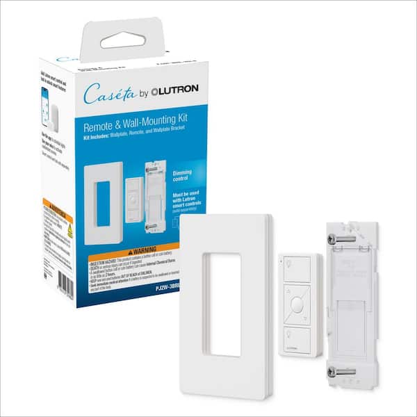 Pico Smart Remote Wall Mounting Kit, for Caseta Smart Dimmer Switch 3-Way Applications, White (PJ2W-3BRL-WH-R)