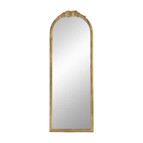 Gold 2.5 in. W x 56 in. H Rectangle Wood Arched Floor Mirror