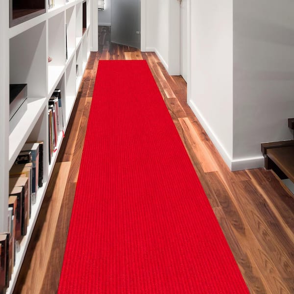 Scrabe Rib Waterproof Non-Slip Rubberback Ribbed Red Indoor/Outdoor Utility Rug Ottomanson Rug Size: Runner 2' x 22