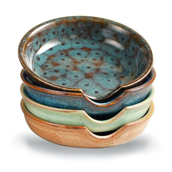 4-Set Ceramic Spoon Rest for Stove Top, Kitchen Counter Utensil Rest, Spoon Holder, Coffee Spoon Rest, Kitchen Decor