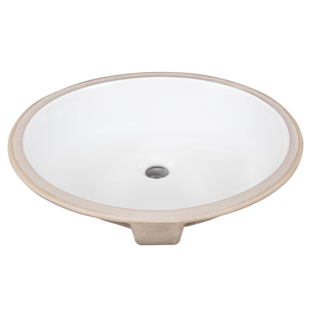 Glacier Bay 19 in. Oval Undermount Bathroom Sink in White