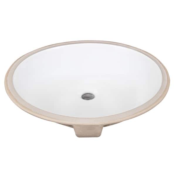 Glacier Bay 19 in. Undermount Oval Vitreous China Bathroom Sink in White