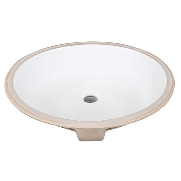 19 in. Undermount Oval Vitreous China Bathroom Sink in White