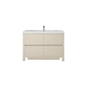 Louis 47 in. W x 20 in. D x 35 in. H Single Sink Freestanding Bath Vanity in Light Wood with White Acrylic Top