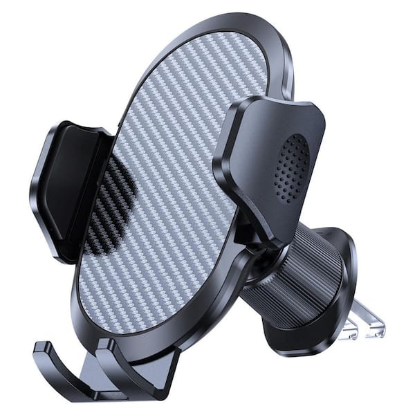 Universal Car Phone Holder with Metal Hook Clip, Air Vent Cell Phone Stand for iPhone Android Smartphones, Dark Black