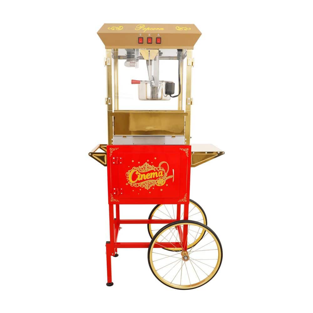 16 oz. Kettle 0.5 qt. Stainless Steel Not Stovetop Not Cooktop Compatible Popcorn Popper with Cart, 3-Switch Control