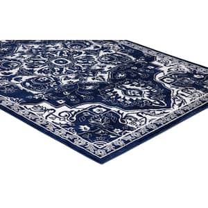 Jefferson Collection Vintage Medallion Navy 3 ft. x 4 ft. Area Rug