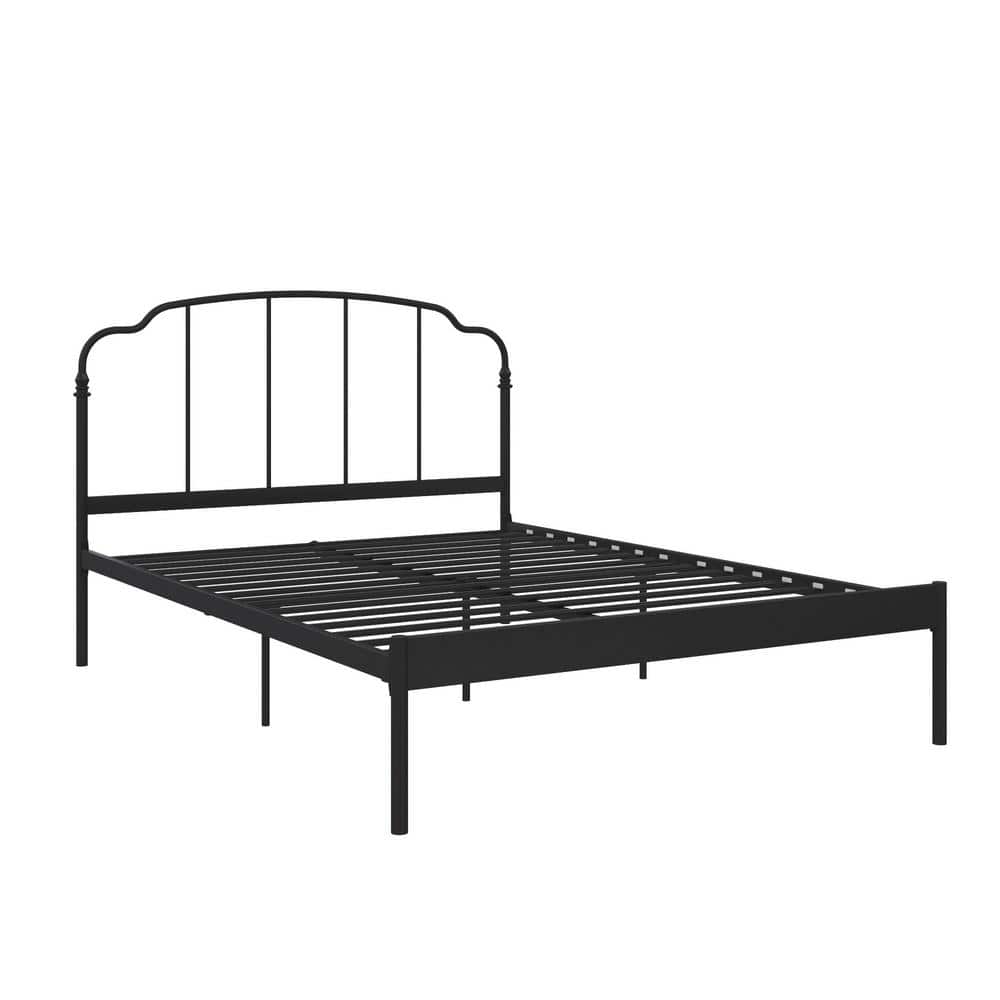 Camie Black Metal Full Size Adjustable Platform Bed with Headboard