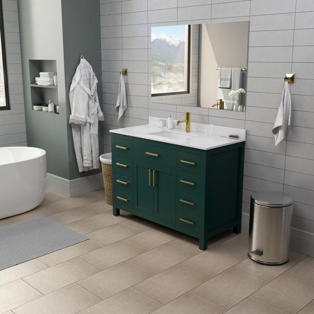 Beckett 54" Green Freestanding Single Bathroom Vanity with Marble Top