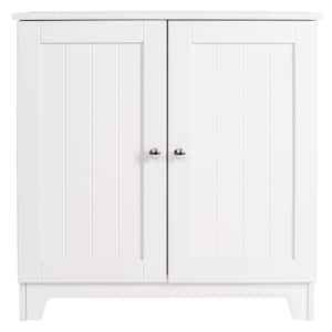 Contemporary Country 23.5 in.W x 11.7 in.D x 23.5 in. H Free Standing Double Door Cabinet With Wainscot Panels in White
