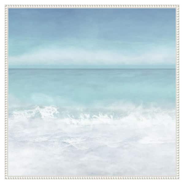 Tranquil Ocean Waves Beach II by Christine Zalewski 30 in. W x 30 in. H. Canvas Wall Art Print Framed in White