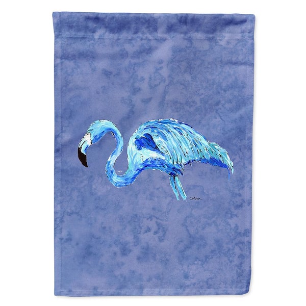 Caroline's Treasures 11 in. x 15-1/2 in. Polyester Flamingo on Slate Blue 2-Sided 2-Ply Garden Flag