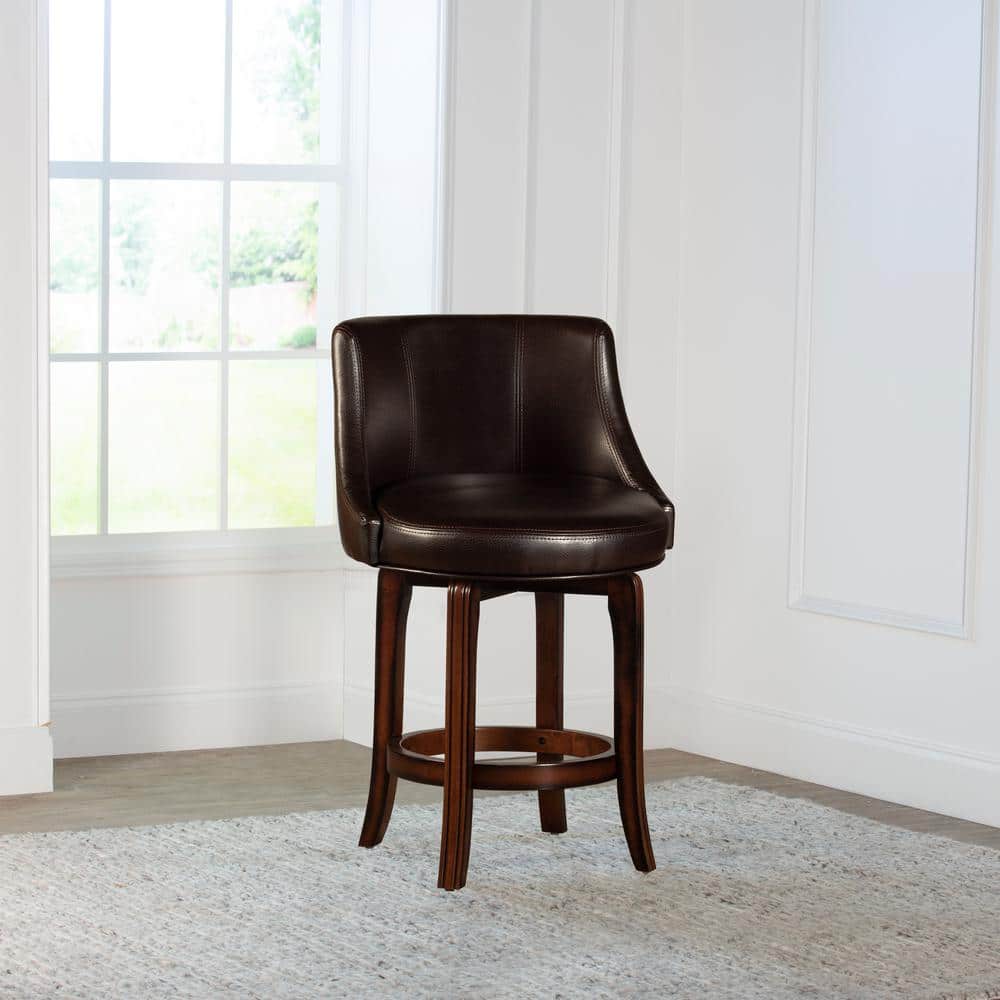 Napa Valley Dark Brown Wood Swivel Counter Stool
