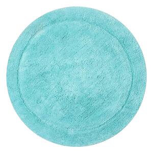 Waterford Collection 100% Cotton Tufted Non-Slip Bath Rug, 30 in. Round, Turquoise