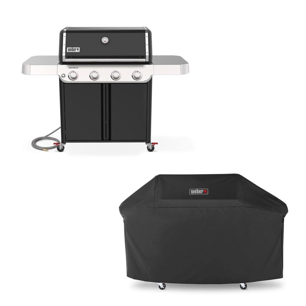 Weber Genesis E-415 4-Burner Natural Gas Grill in Black with Grill ...