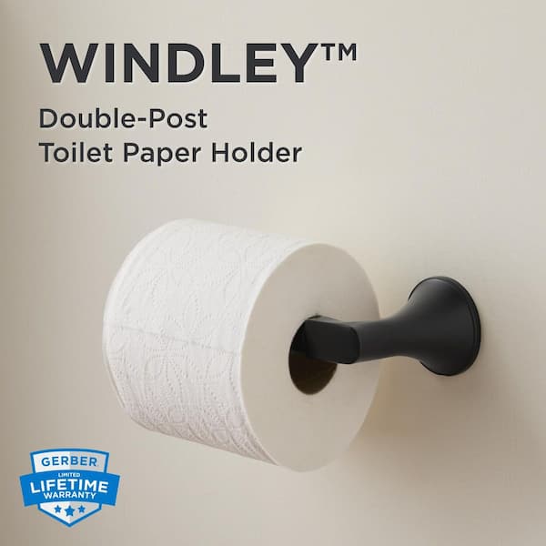 Windley Wall-Mount Double Post Toilet Paper Holder in Satin Black