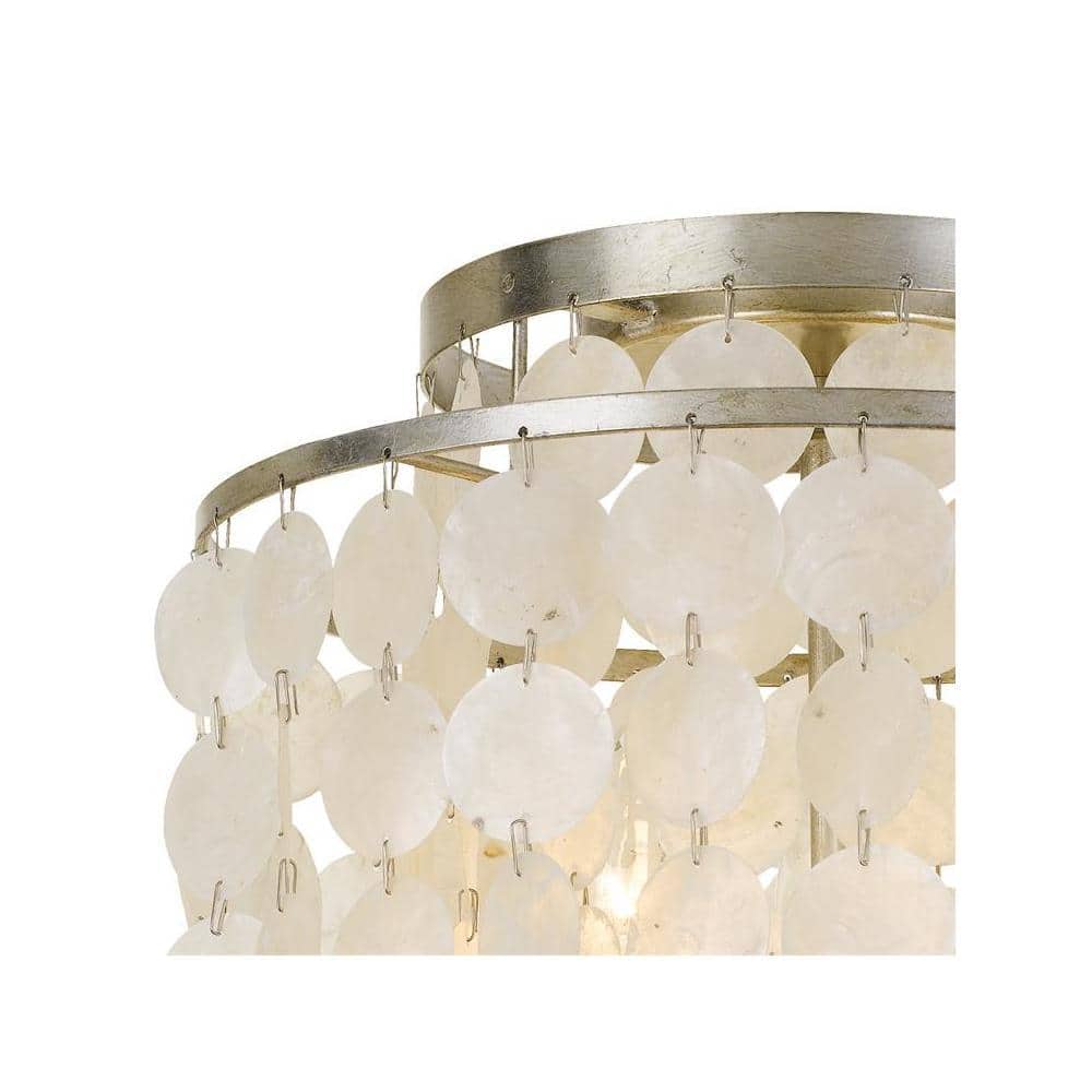 Brielle 3-Light Antique Silver Capiz Shell Ceiling Mount