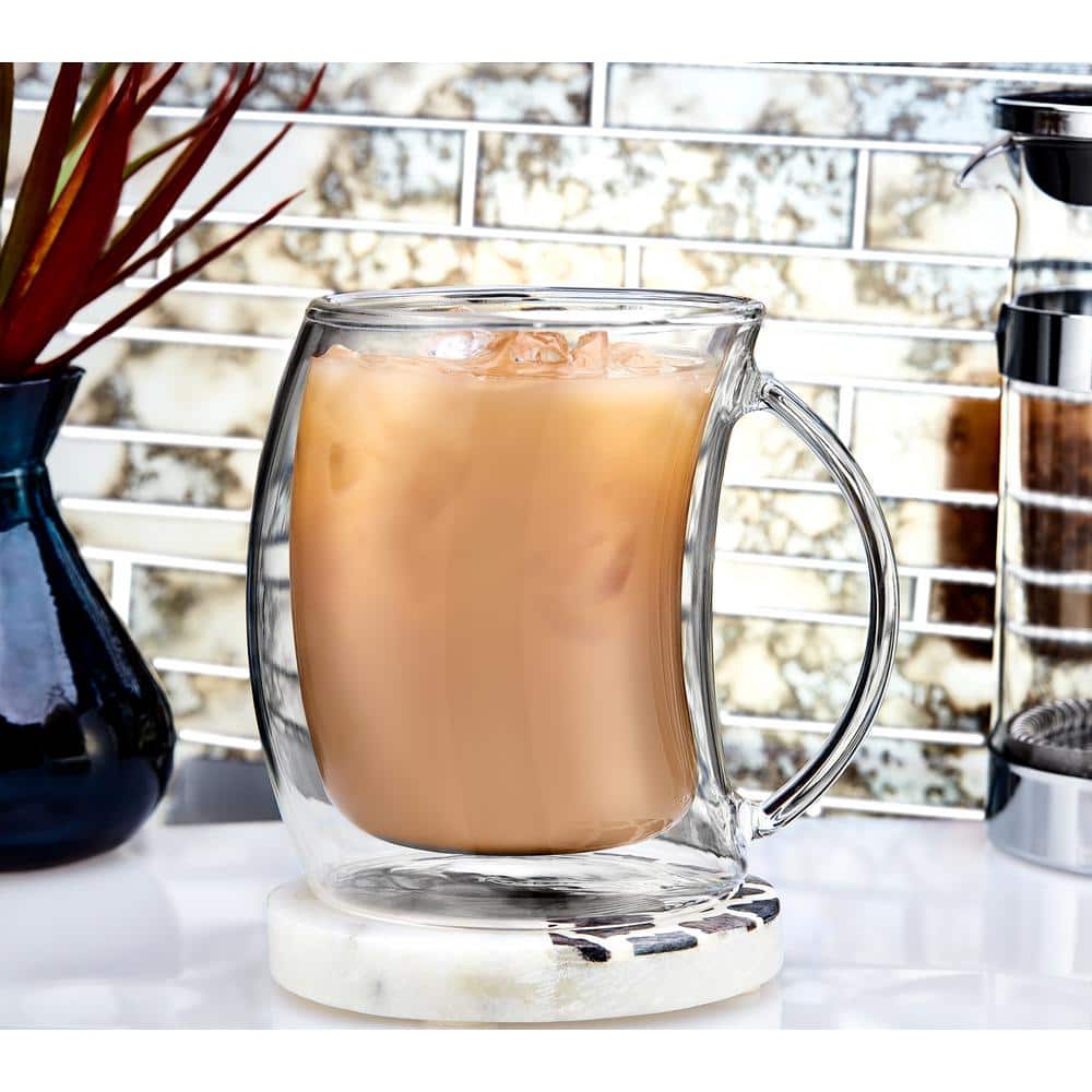 Caleo Double Wall Insulated Glass Coffee Mugs - Set of 4
