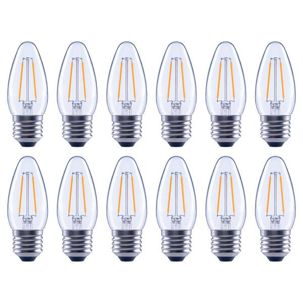 EcoSmart 25-Watt Equivalent B11 Dimmable Energy Star Clear Filament Vintage Style LED Light Bulb in Soft White (12-Pack)