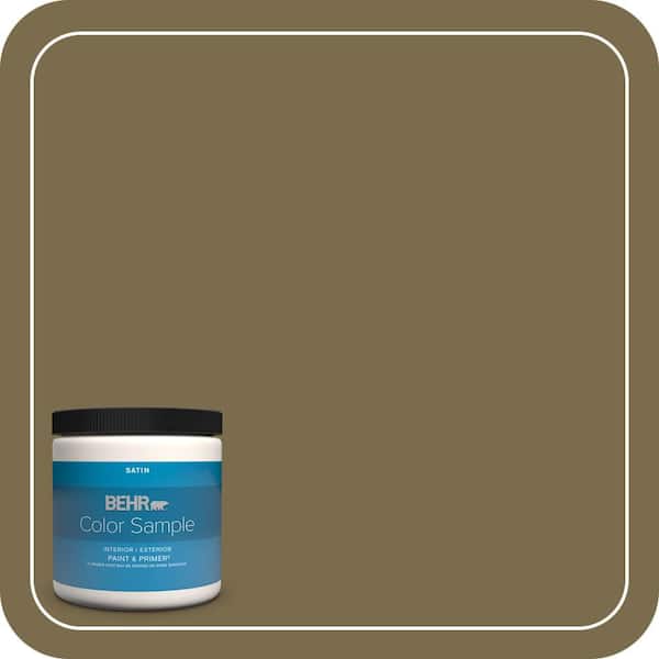 BEHR PREMIUM PLUS 8 oz. #PPU8-01 Olive Satin Enamel Interior/Exterior Paint & Primer Color Sample