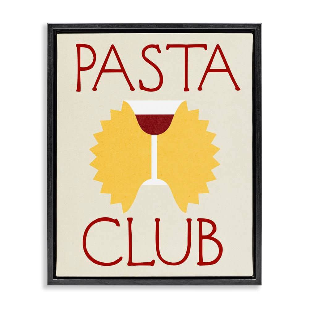 Pasta Club with Wine by Daphne Polselli Black Floater Frame Food Graphic Art Print 31 in. x 25 in. price history on PriceWatchPro