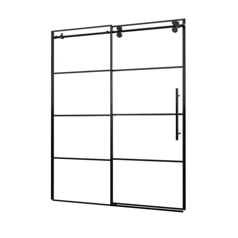 Sankiz 60" Matte Black Frameless Sliding Shower Door with Clear Glass