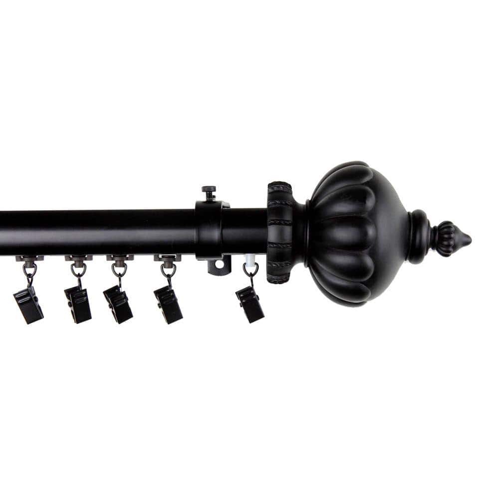 48 in. - 86 in. Telescoping Traverse Curtain Rod Kit in Black with Imperial Finial price history on PriceWatchPro