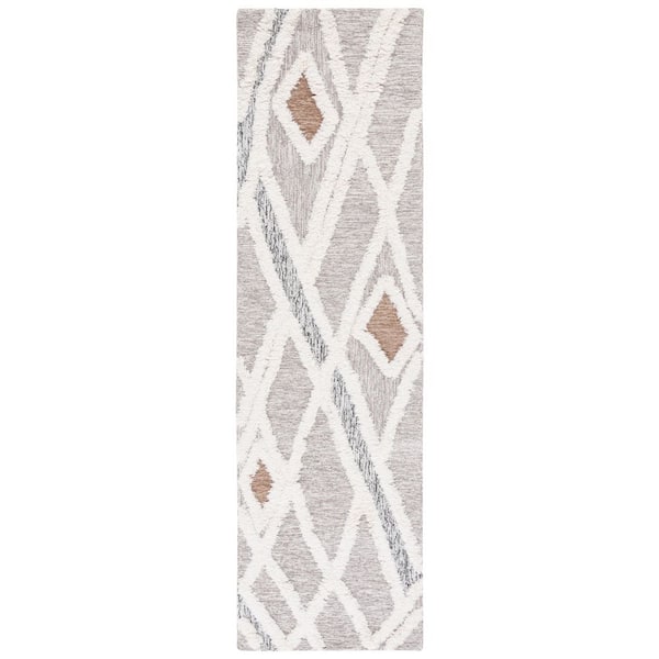 SAFAVIEH Casablanca Gray/Ivory 2 ft. x 8 ft. Abstract High-Low Runner Rug
