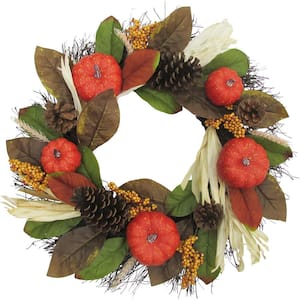 Fraser Hill Farm 24 In Halloween Wreath With Apples And Berries Ff024hvwr007 0mlt The Home Depot