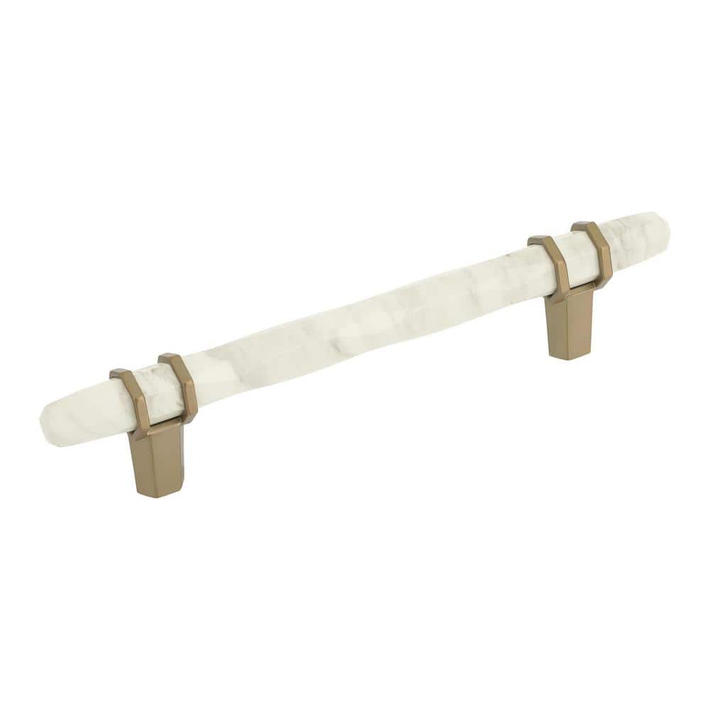 Carrione 5-1/16 in. (128mm) Modern Marble White/Golden Champagne Bar Cabine