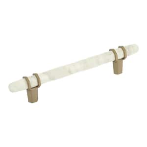 Carrione 5-1/16 in. (128mm) Modern Marble White/Golden Champagne Bar Cabinet Pull