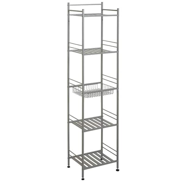 Slat Style 14 in. W x 11 in. D x 58.5 in. H Towel Tower in Nickel