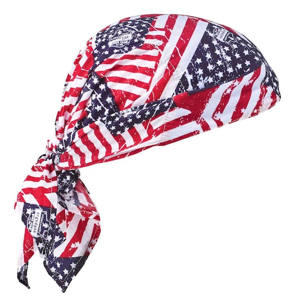 Ergodyne Chil-Its 6710CT Stars and Stripes Evaporative Cooling Triangle Hat with Cooling Towel