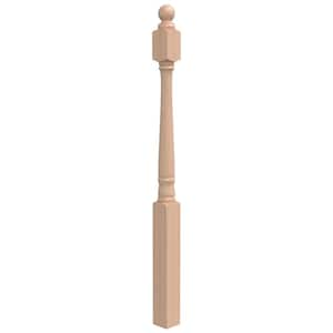 Stair Parts 4040 48 in. x 3 in. Unfinished Red Oak Ball Top Newel Post for Stair Remodel