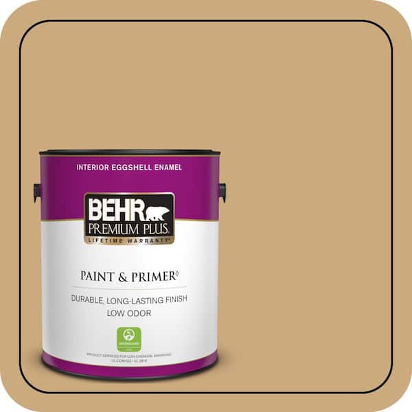 BEHR PREMIUM PLUS 1 gal. #S300-4 Flax Straw Eggshell Enamel Low Odor Interior Paint & Primer