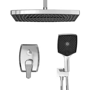 3-Spray Patterns with 2.0 GPM 14 in. Ceiling Mount Shower Heads Dual Shower Heads with Pressure Balance Valve in Chrome