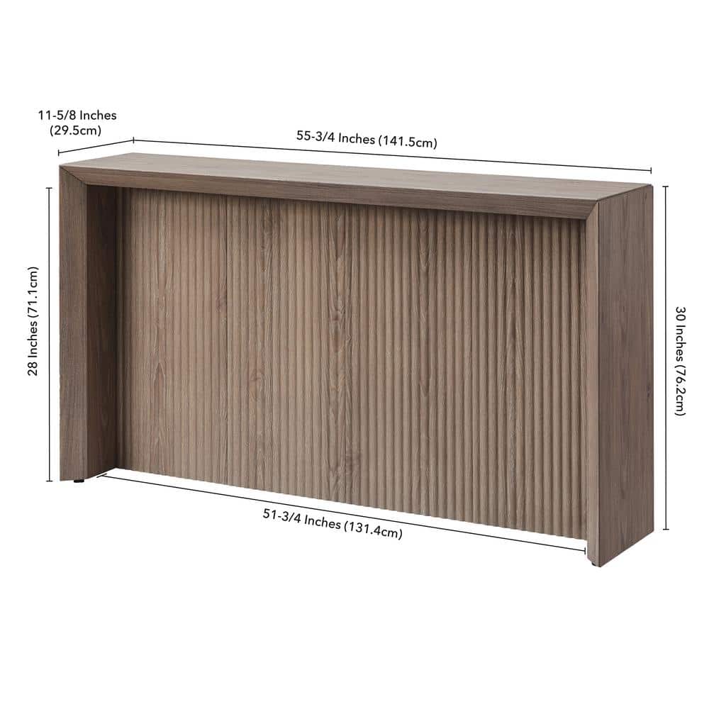 Antiqued Gray Oak Rectangular Hallway Table with Ridged Storage