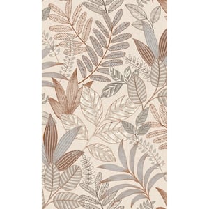 Taupe Minimalist Leaves Tropical Textured Print Non Woven Non-Pasted Textured Wallpaper 57 Sq. Ft.