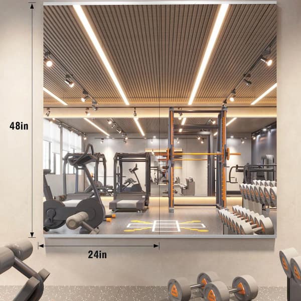 2-Pieces 24 in.W x 48 in.H Rectangle Frameless Wall-Mounted HD Gym Mirror Dance Mirror Vanity Mirror