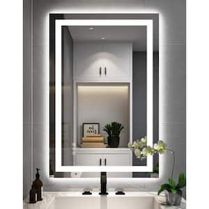 36 in. W x 24 in. H Small Rectangular Frameless LED Light Dimmable Anti-Fog wall mount Bathroom Vanity Mirror