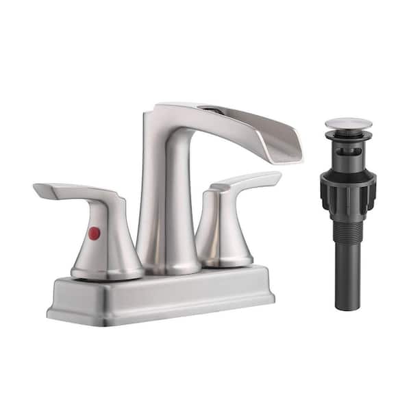 KUZOR Centerset Bathroom Faucet 4 Inch 3 Hole, Brushed Nickel Finish With 304 Stainless Steel - View #14