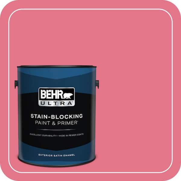 BEHR ULTRA 1 gal. #120B-6 Watermelon Pink Satin Enamel Exterior Paint & Primer