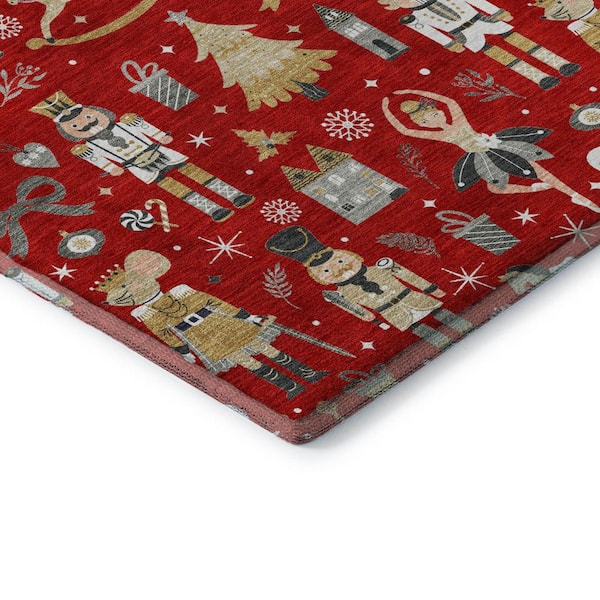 Mayfield Premium Machine Washable Abstract AMF1827 Red 3 ft. x 4 ft. Area Rug