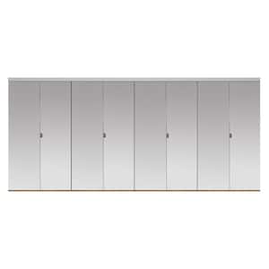 102 in. x 80 in. Polished Edge Mirror Solid Core MDF Interior Closet Bi-Fold Door with Chrome Trim