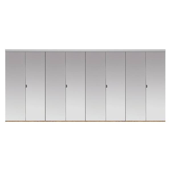 Impact Plus 102 in. x 96 in. Polished Edge Mirror Solid Core MDF Interior Closet Bi-Fold Door with Chrome Trim